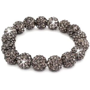 Hematite Grey Micro Pave Set Crystal Disco shamballa cz Ball tennis Bracelet New